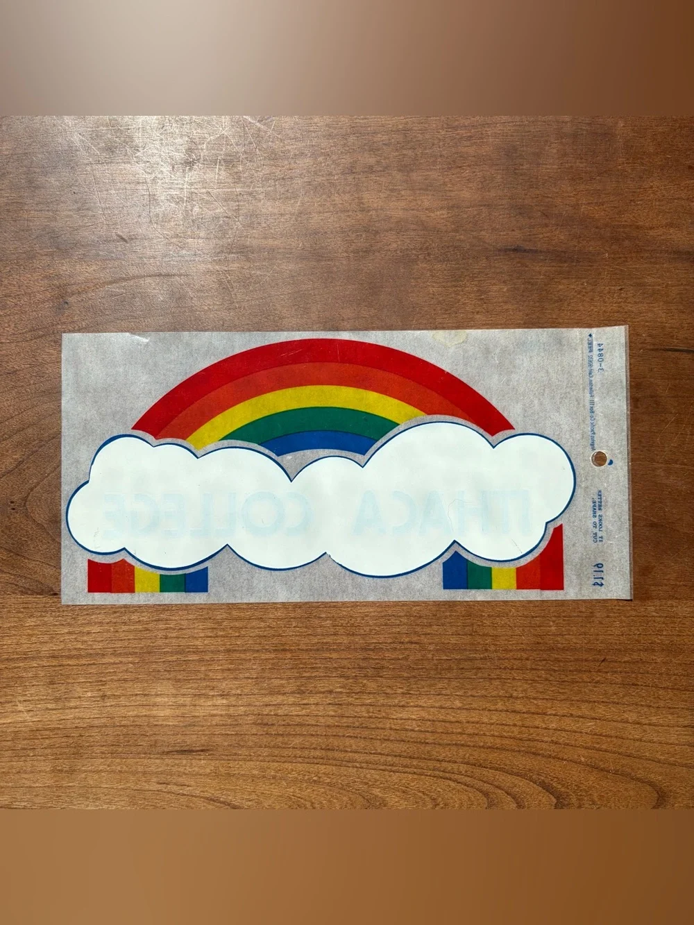 RARE Vintage 1980s Ithaca College Rainbow Retro Decal Sticker Alumni Merch